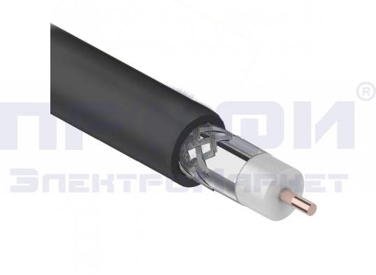 Радиочастотный кабель RG-6U 75 Ом, CCS/Al/Al, 64%, бухта 305 м, черный OUTDOOR REXANT