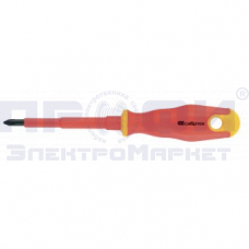 Отвертка диэлектрическая PH0*75mm, CrV, до 1000В, двухкомпонентная рукоятка СИБРТЕХ (12934)