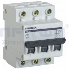 Авт. выкл. ВА47-29 3Р 25А 4,5кА х-ка С GENERICA