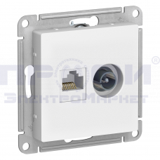 ALASDESIGN РОЗЕТКА двойная ТВ + компьютерная RJ45, кат. 5Е, БЕЛЫЙ  ATN000189