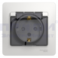 GLOSSA розетка с крышкой, шторки, с/к в сборе IP44 белый GSL000148